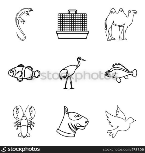 Professional veterinarian icons set. Outline set of 9 professional veterinarian vector icons for web isolated on white background. Professional veterinarian icons set, outline style