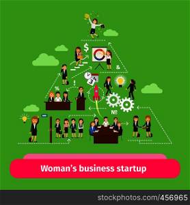 Professional women business structure. Businesswomens startup group vector illustration. Professional women business structure