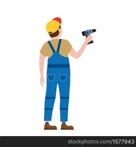 Professional worker man with a screwdriver. Professional worker man with a screwdriver. Vector illustration, isolated. Construction industry, repair, new home, building interior