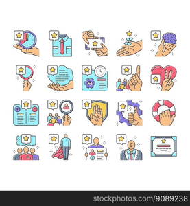 professional worker person job icons set vector. business employee, engineer construction, skill, manager, office human professional worker person job color line illustrations. professional worker person job icons set vector