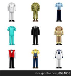 Professions uniforms icons set vector image