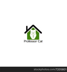 Professor Cat with shape of home, Education Logo