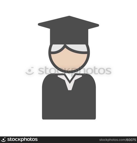 Professor icon with mortarboard and grey hair