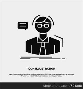 professor, student, scientist, teacher, school Icon. glyph vector gray symbol for UI and UX, website or mobile application. Vector EPS10 Abstract Template background