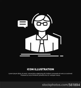 professor, student, scientist, teacher, school Icon. glyph vector symbol for UI and UX, website or mobile application. Vector EPS10 Abstract Template background