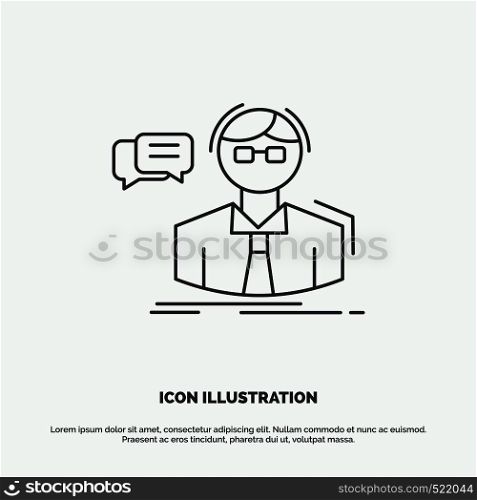 professor, student, scientist, teacher, school Icon. Line vector gray symbol for UI and UX, website or mobile application. Vector EPS10 Abstract Template background