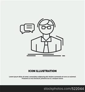 professor, student, scientist, teacher, school Icon. Line vector gray symbol for UI and UX, website or mobile application. Vector EPS10 Abstract Template background