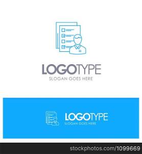 Profile, Abilities, Business, Employee, Job, Man, Resume, Skills Blue outLine Logo with place for tagline