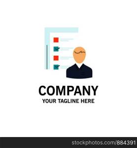 Profile, Abilities, Business, Employee, Job, Man, Resume, Skills Business Logo Template. Flat Color