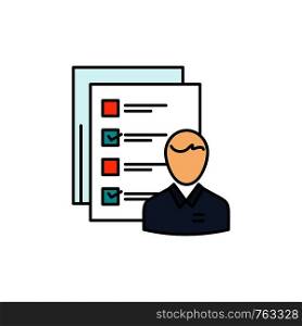 Profile, Abilities, Business, Employee, Job, Man, Resume, Skills Flat Color Icon. Vector icon banner Template