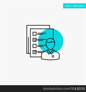 Profile, Abilities, Business, Employee, Job, Man, Resume, Skills turquoise highlight circle point Vector icon