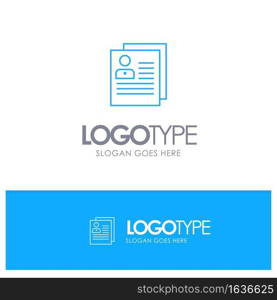 Profile, About, Contact, Delete, File, Personal Blue outLine Logo with place for tagline