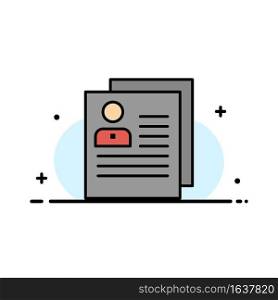 Profile, About, Contact, Delete, File, Personal  Business Flat Line Filled Icon Vector Banner Template
