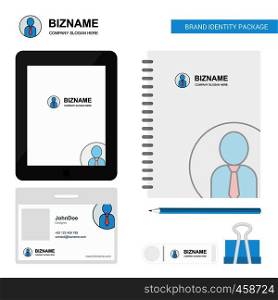 Profile Business Logo, Tab App, Diary PVC Employee Card and USB Brand Stationary Package Design Vector Template