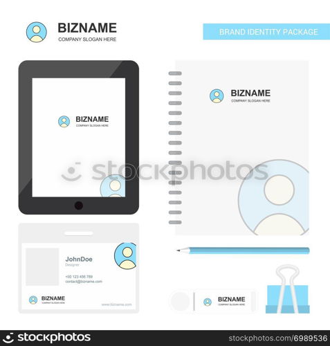 Profile Business Logo, Tab App, Diary PVC Employee Card and USB Brand Stationary Package Design Vector Template