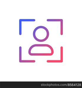 Profile image pixel perfect gradient linear ui icon. Social media user photo. Photography editor tool. Line color user interface symbol. Modern style pictogram. Vector isolated outline illustration. Profile image pixel perfect gradient linear ui icon