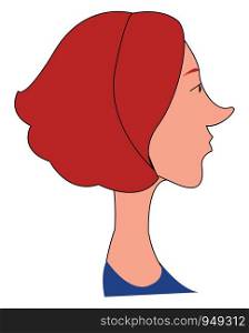 Profile of a girl with short red hair