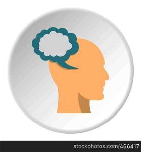 Profile of the head with cloud inside icon in flat circle isolated on white background vector illustration for web. Profile of the head with cloud inside icon circle