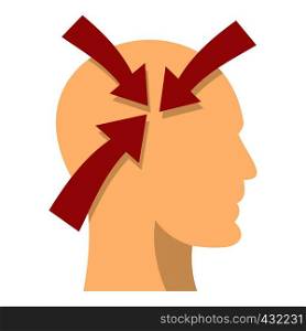 Profile of the head with red arrows inside icon flat isolated on white background vector illustration. Profile of the head with red arrows inside icon