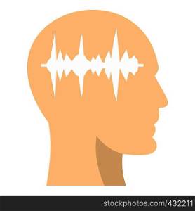 Profile of the head with sound wave inside icon flat isolated on white background vector illustration. Profile of the head with sound wave inside icon