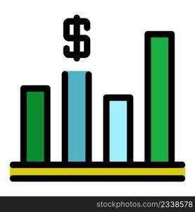 Profit chart icon. Outline profit chart vector icon color flat isolated. Profit chart icon color outline vector