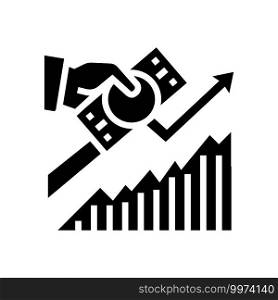 profit growth glyph icon vector. profit growth sign. isolated contour symbol black illustration. profit growth glyph icon vector illustration