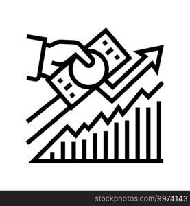 profit growth line icon vector. profit growth sign. isolated contour symbol black illustration. profit growth line icon vector illustration