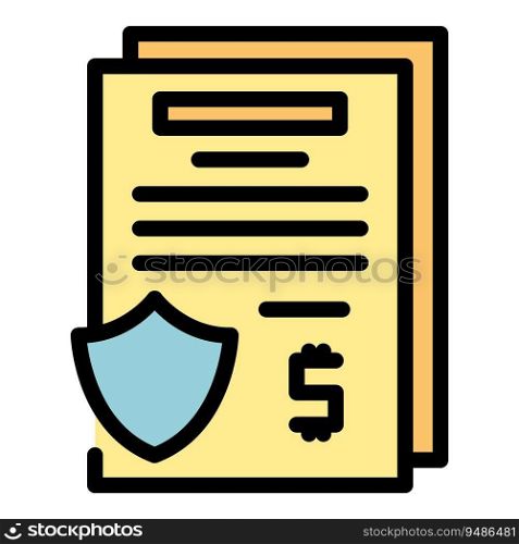Profit payment icon outline vector. Money contract. Loan income color flat. Profit payment icon vector flat