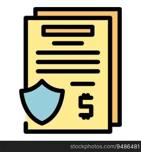 Profit payment icon outline vector. Money contract. Loan income color flat. Profit payment icon vector flat