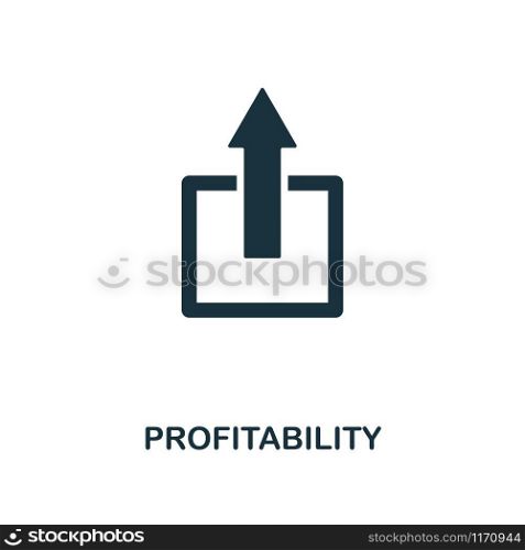 Profitability icon. Monochrome style design from business ethics collection. UX and UI. Pixel perfect profitability icon. For web design, apps, software, printing usage.. Profitability icon. Monochrome style design from business ethics icon collection. UI and UX. Pixel perfect profitability icon. For web design, apps, software, print usage.