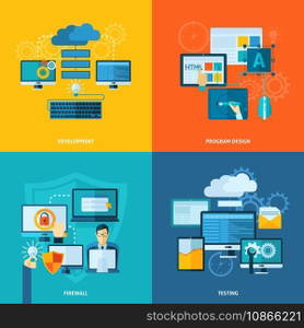 Program development flat set vector image