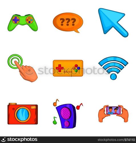 Program development icons set. Cartoon set of 9 program development vector icons for web isolated on white background. Program development icons set, cartoon style