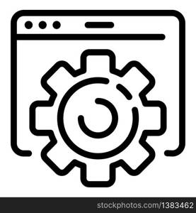 Program window gear icon. Outline program window gear vector icon for web design isolated on white background. Program window gear icon, outline style