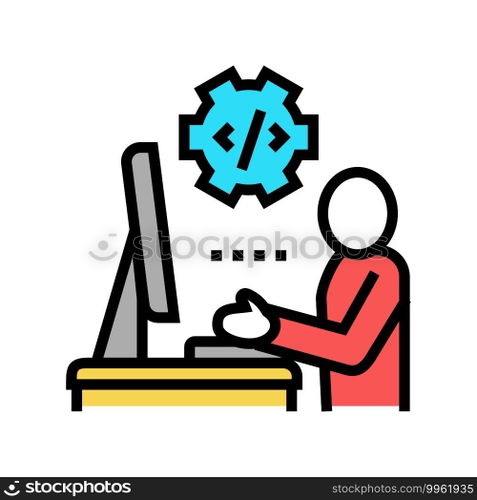 programmer coding and development color icon vector. programmer coding and development sign. isolated symbol illustration. programmer coding and development color icon vector illustration