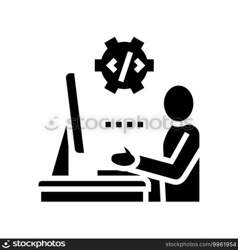 programmer coding and development glyph icon vector. programmer coding and development sign. isolated contour symbol black illustration. programmer coding and development glyph icon vector illustration