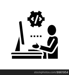 programmer coding and development glyph icon vector. programmer coding and development sign. isolated contour symbol black illustration. programmer coding and development glyph icon vector illustration