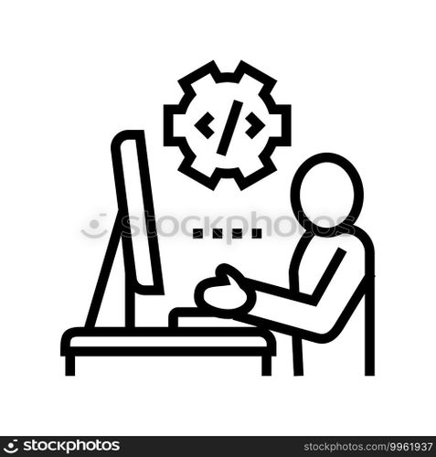 programmer coding and development line icon vector. programmer coding and development sign. isolated contour symbol black illustration. programmer coding and development line icon vector illustration