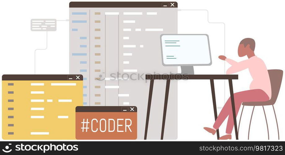Programmer coding at laptop. Software developer work with business project structures and systems, analyzing data. Program development, programming concept. A man creates program code on computer. Programmer coding at laptop. Software developer work with business project structure, programming
