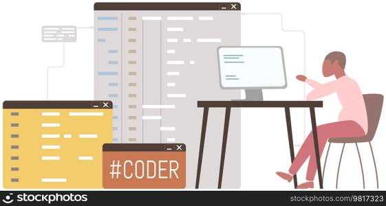 Programmer coding at laptop. Software developer work with business project structures and systems, analyzing data. Program development, programming concept. A man creates program code on computer. Programmer coding at laptop. Software developer work with business project structure, programming