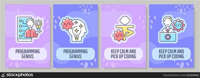 Programmer day celebration greeting card with color icon element set. Programming genius. Postcard vector design. Decorative flyer with creative illustration. Notecard with congratulatory message. Programmer day celebration greeting card with color icon element set