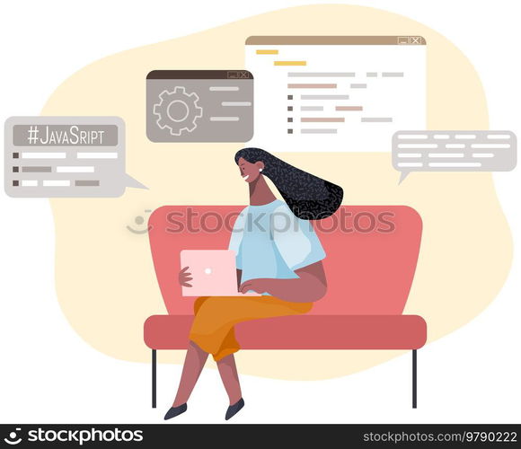 Programmer engineering and coding. Coder programmers working on web development on computer. Concept of script coding and programming in php, javascript, python, other languages. Software developers. Programmer engineering and coding. Set of programmers working on web development on computers