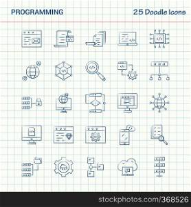 Programming 25 Doodle Icons. Hand Drawn Business Icon set