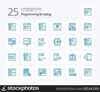 Programming And Coding 25 Blue Color icon pack including development. coding. develop. development. coding