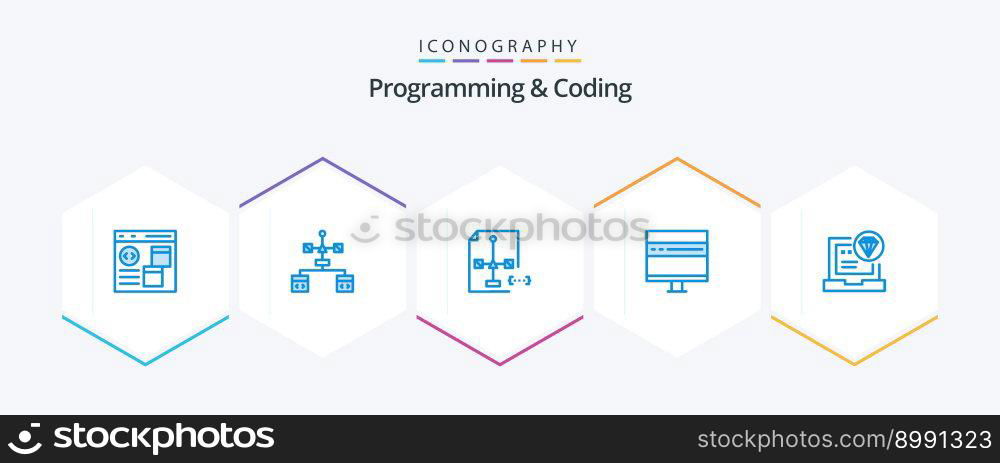 Programming And Coding 25 Blue icon pack including code. app. document. news. develop