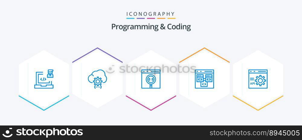 Programming And Coding 25 Blue icon pack including develop. browser. development. development. coding