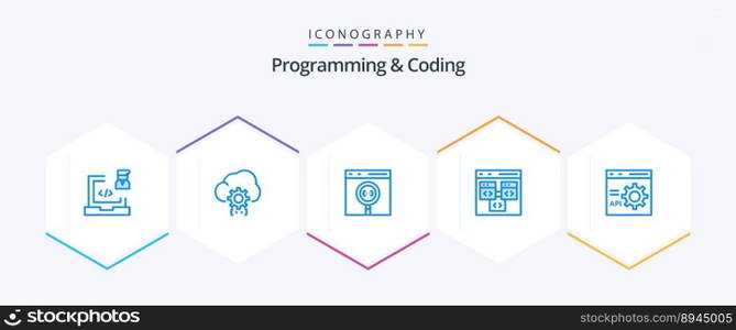 Programming And Coding 25 Blue icon pack including develop. browser. development. development. coding