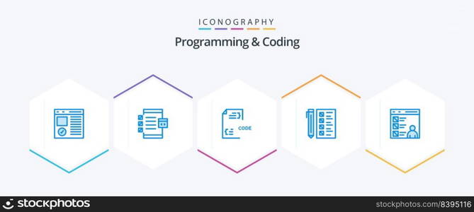 Programming And Coding 25 Blue icon pack including develop. business. development. document. develop