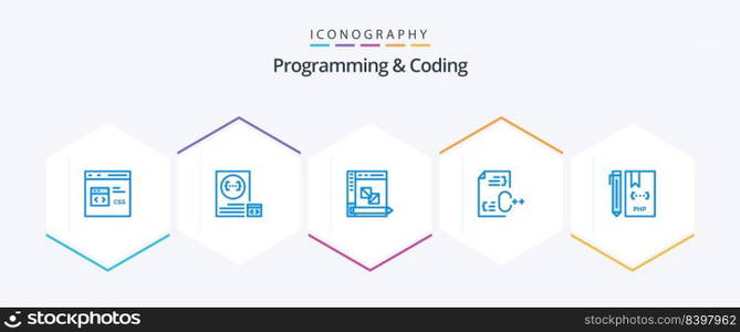 Programming And Coding 25 Blue icon pack including develop. c. development. planning. development