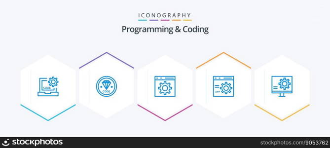 Programming And Coding 25 Blue icon pack including development. bug. programming. programming. develop