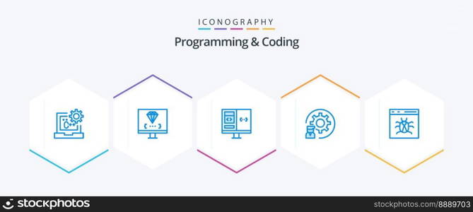 Programming And Coding 25 Blue icon pack including development. coding. development. development. computer